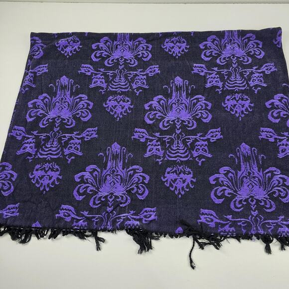 Disney Parks Scarf One Size Purple Black Haunted Mansion Reversible Fringe - Picture 2 of 15